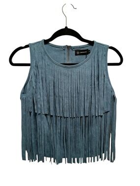 Mossimo Supply Co. Blue Fringe Crop Top